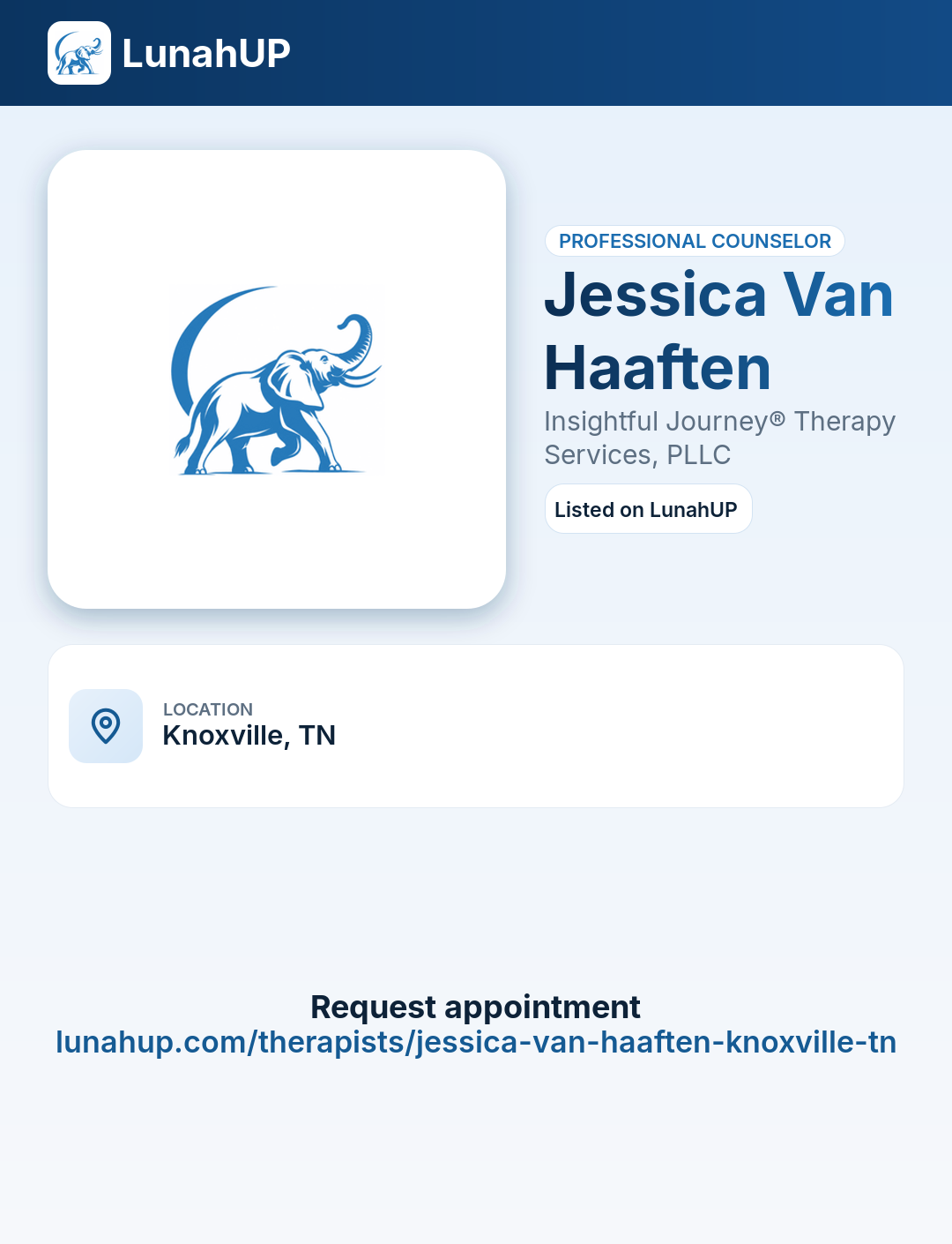 Jessica Van Haaften. Professional counselor. 