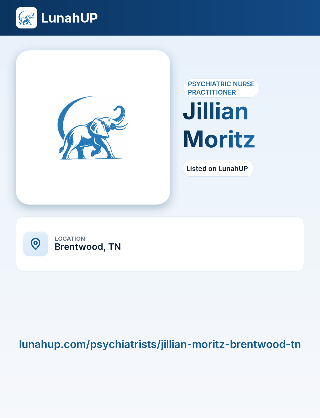 Jillian Moritz. Psychiatric nurse practitioner.