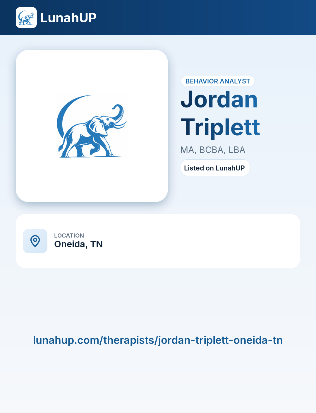 Jordan Triplett, MA, BCBA, LBA. Behavior analyst.