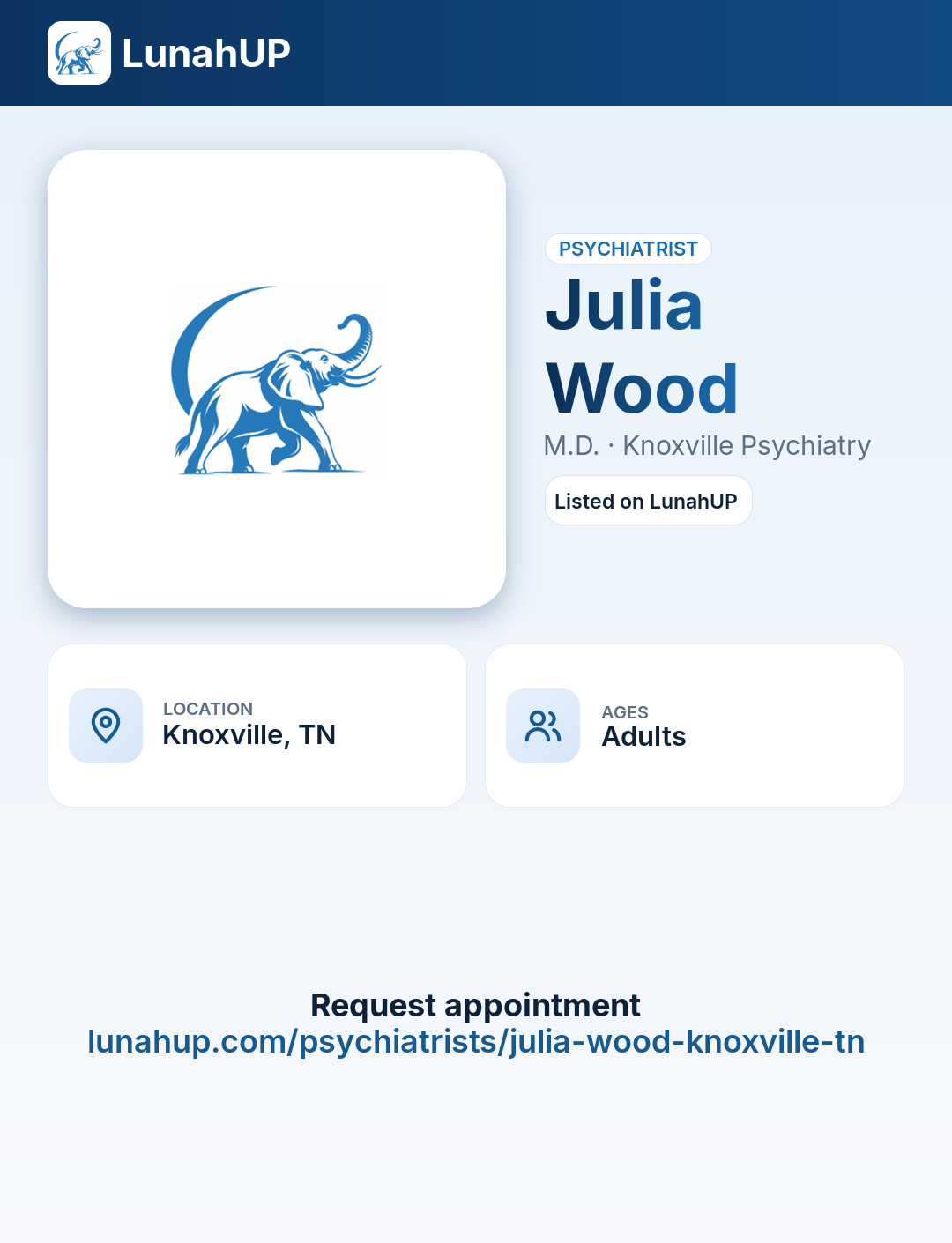 Julia Wood, M.D.. Psychiatrist.