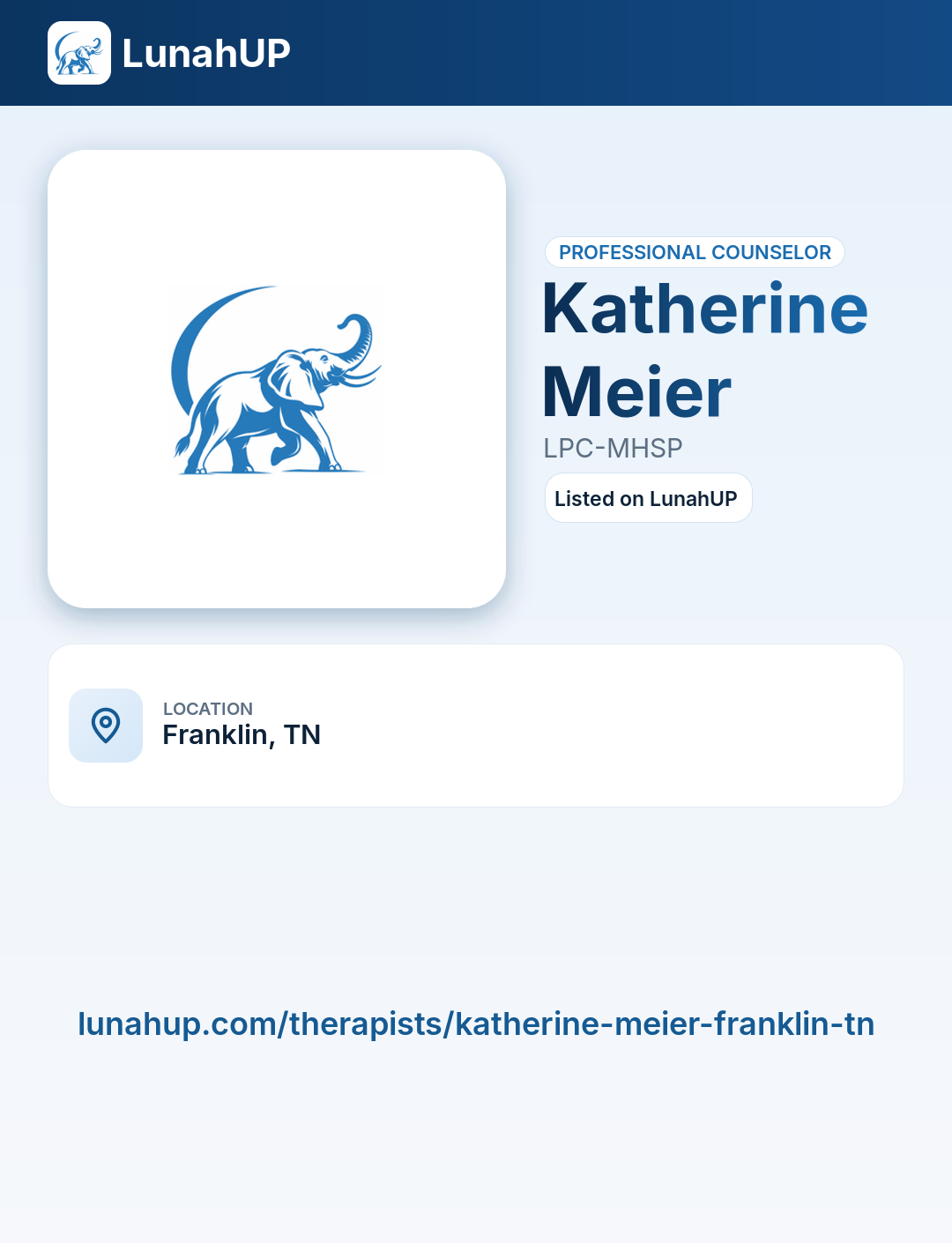 Katherine Meier, LPC-MHSP. Professional counselor. 