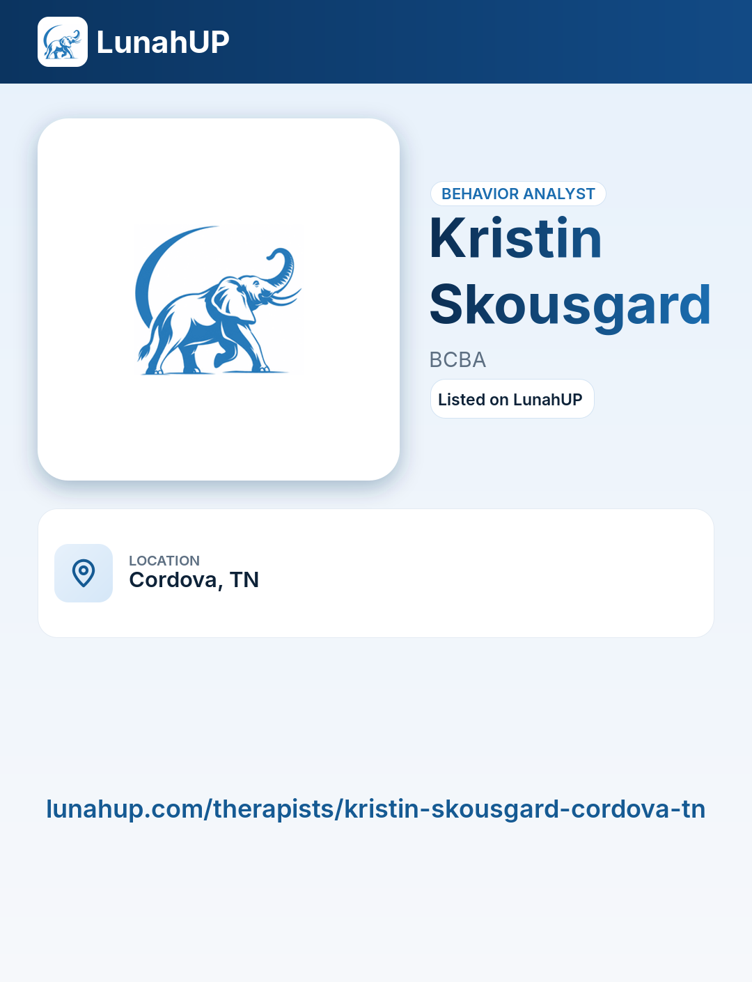 Kristin Skousgard, BCBA. Behavior analyst.