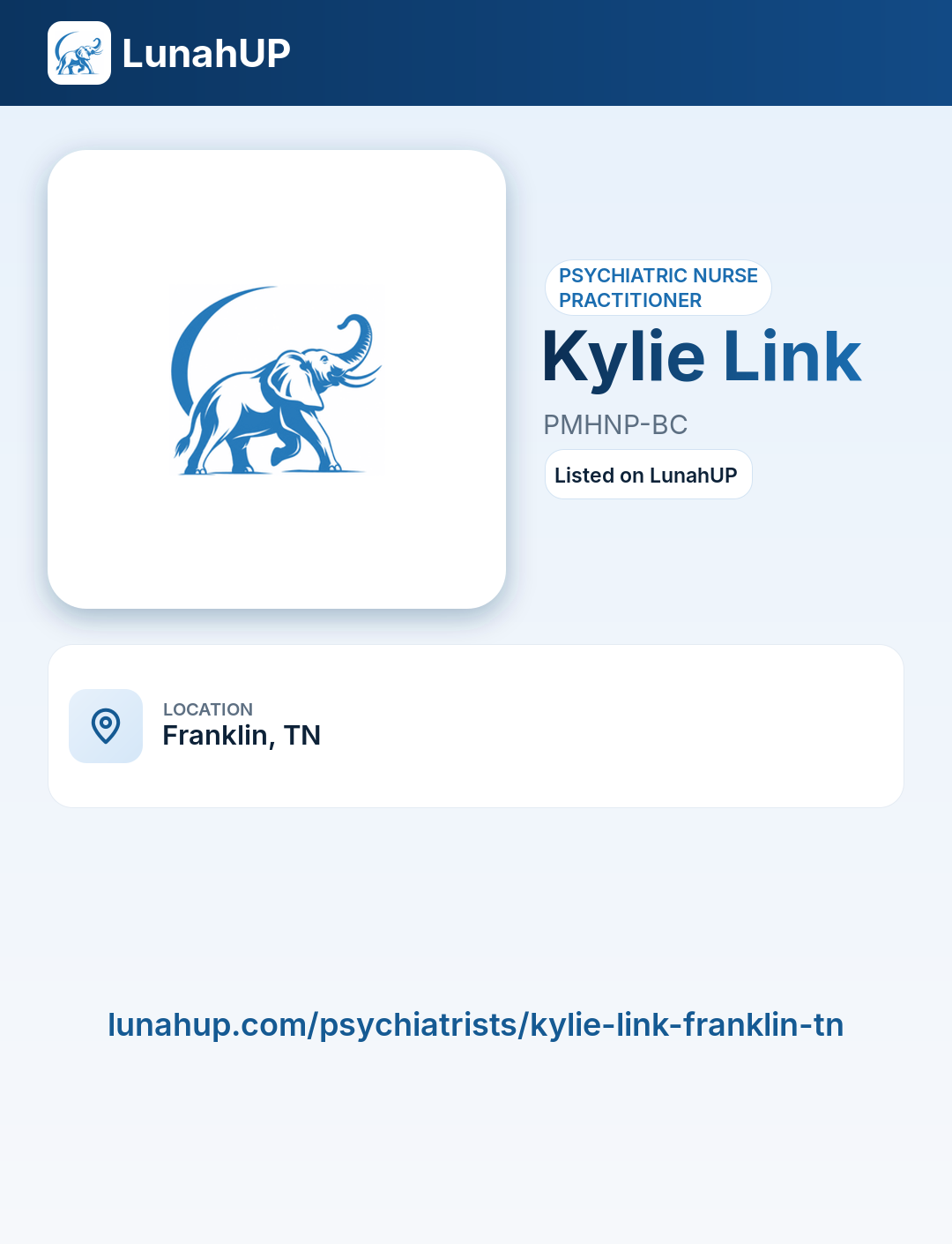 Kylie Link, PMHNP-BC. Psychiatric nurse practitioner.