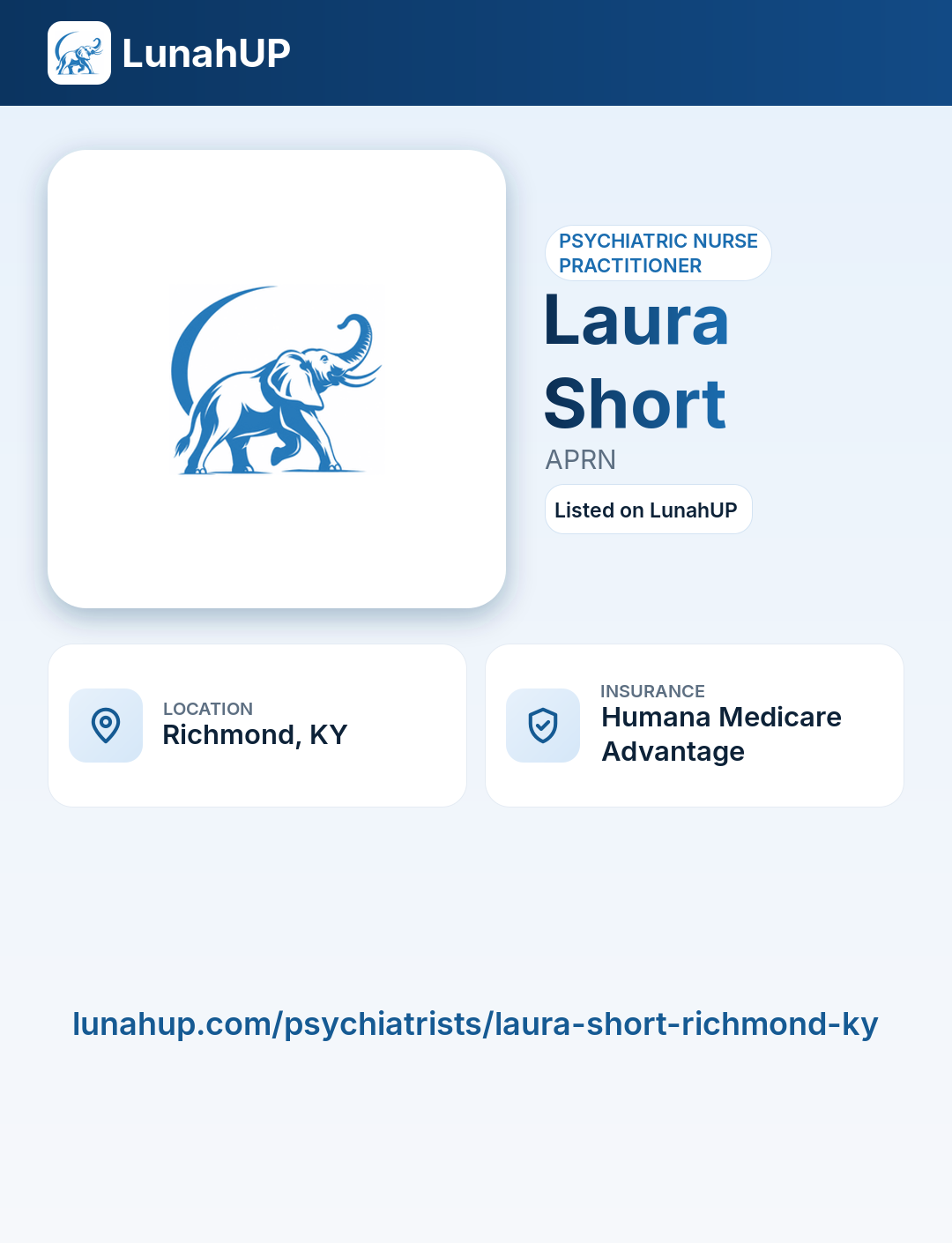 Laura Short, APRN. Psychiatric nurse practitioner.