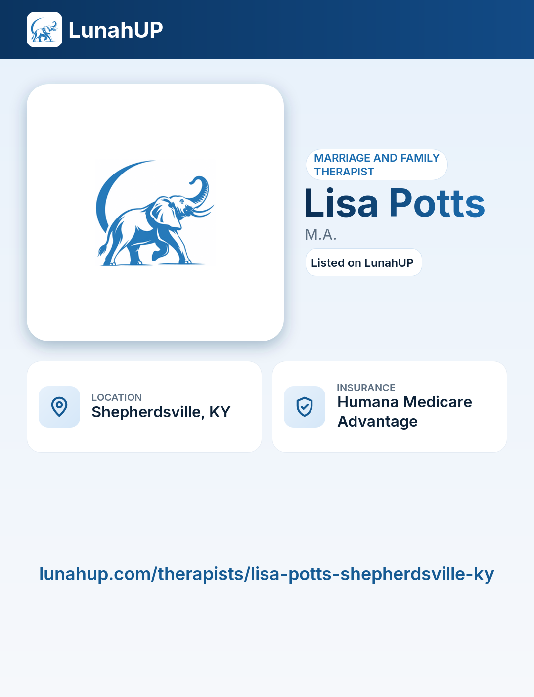 Lisa Potts, M.A.. Marriage and family therapist. 