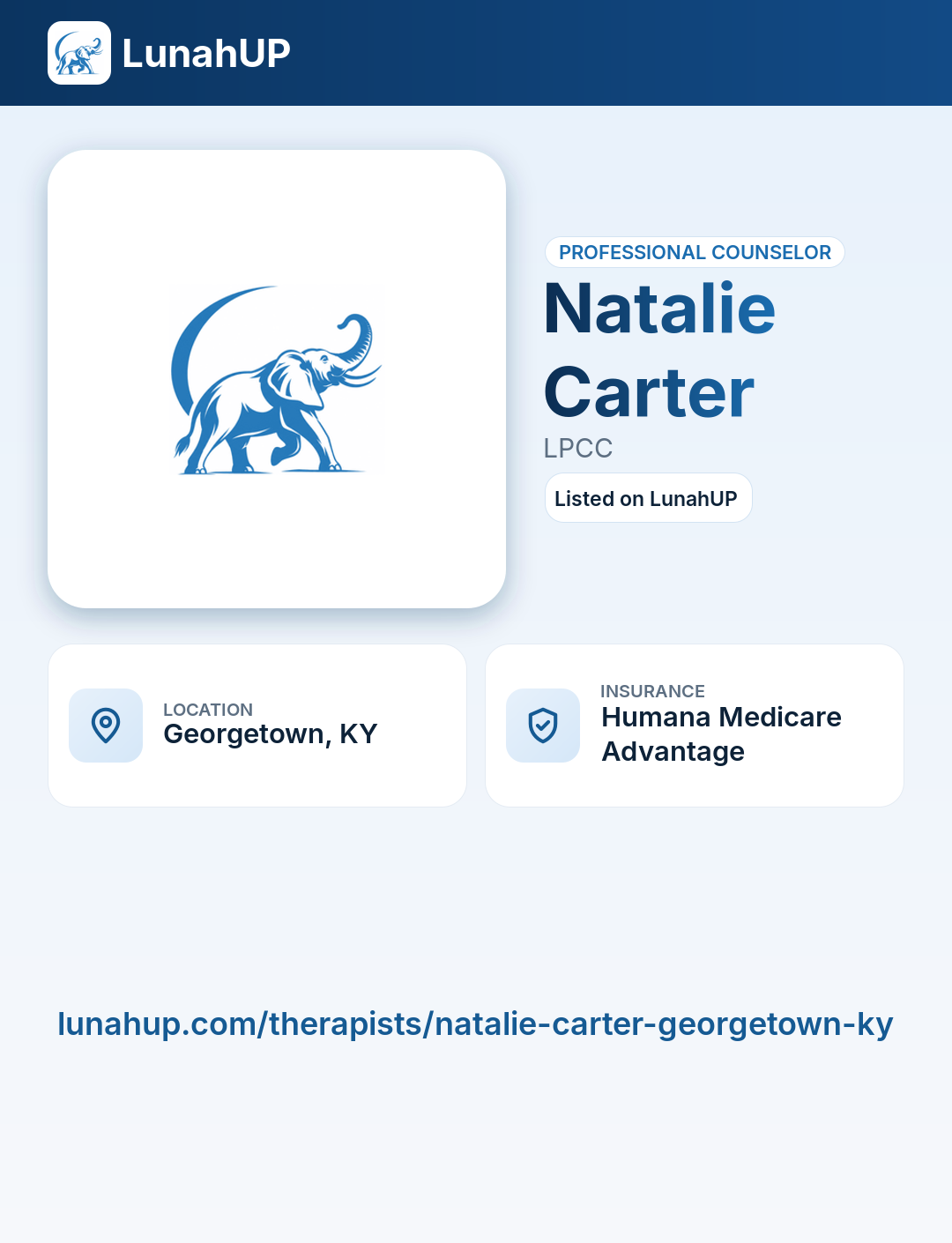 Natalie Carter, LPCC. Professional counselor. 