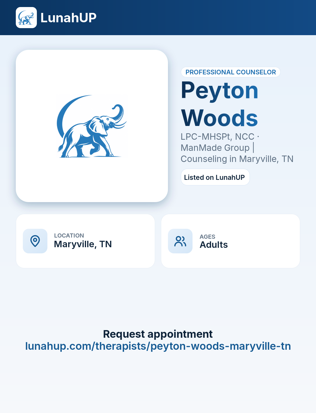 Peyton Woods, LPC-MHSPt, NCC. Professional counselor. For adults. 