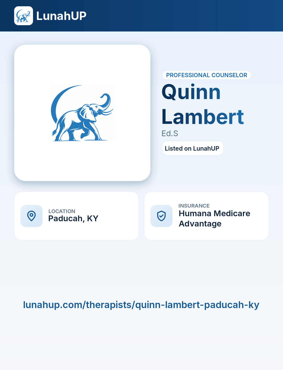 Quinn Lambert, Ed.S. Professional counselor. 