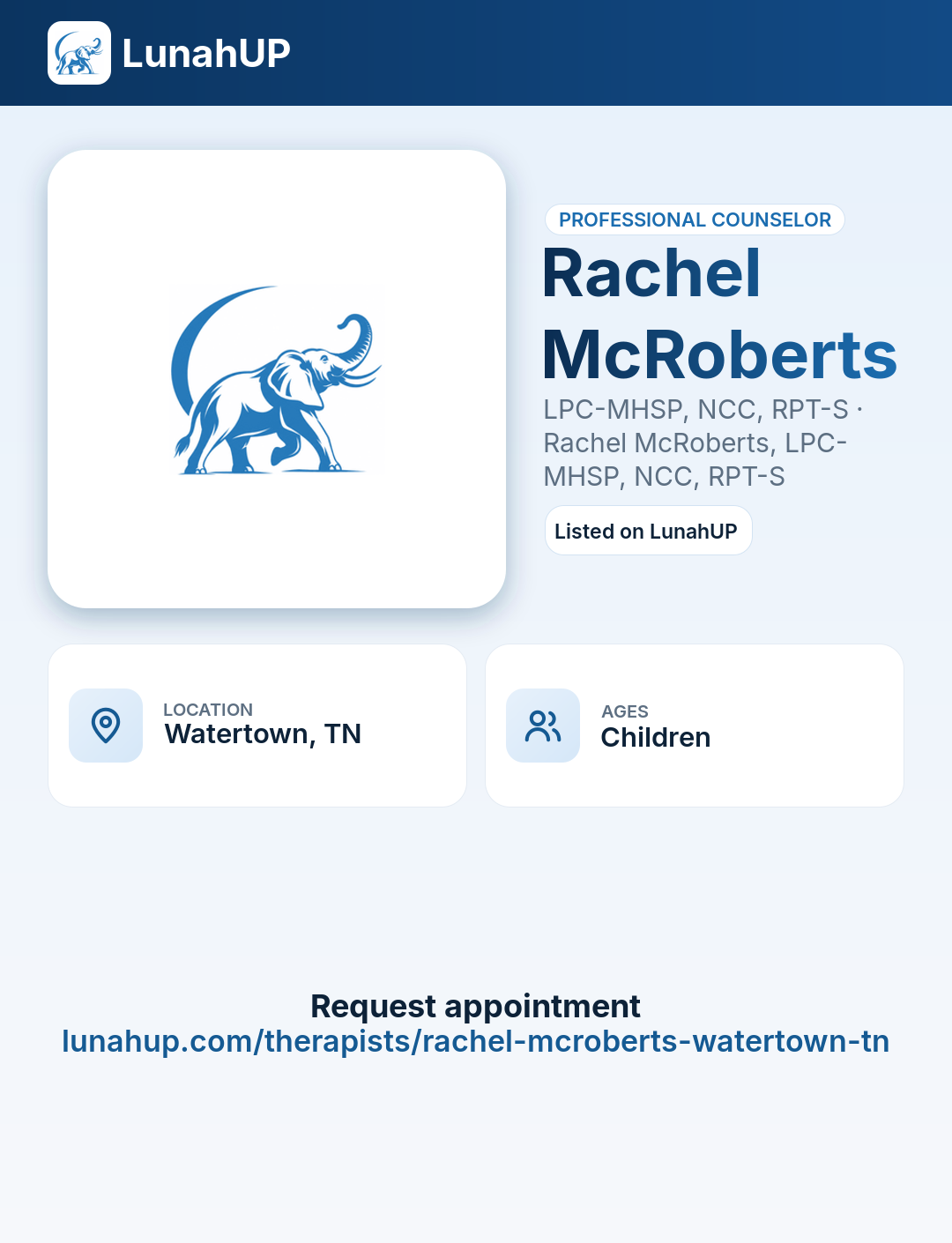 Rachel McRoberts, LPC-MHSP, NCC, RPT-S. Professional counselor.
