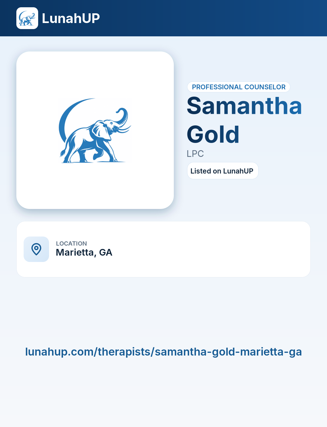Samantha Gold, LPC. Professional counselor.