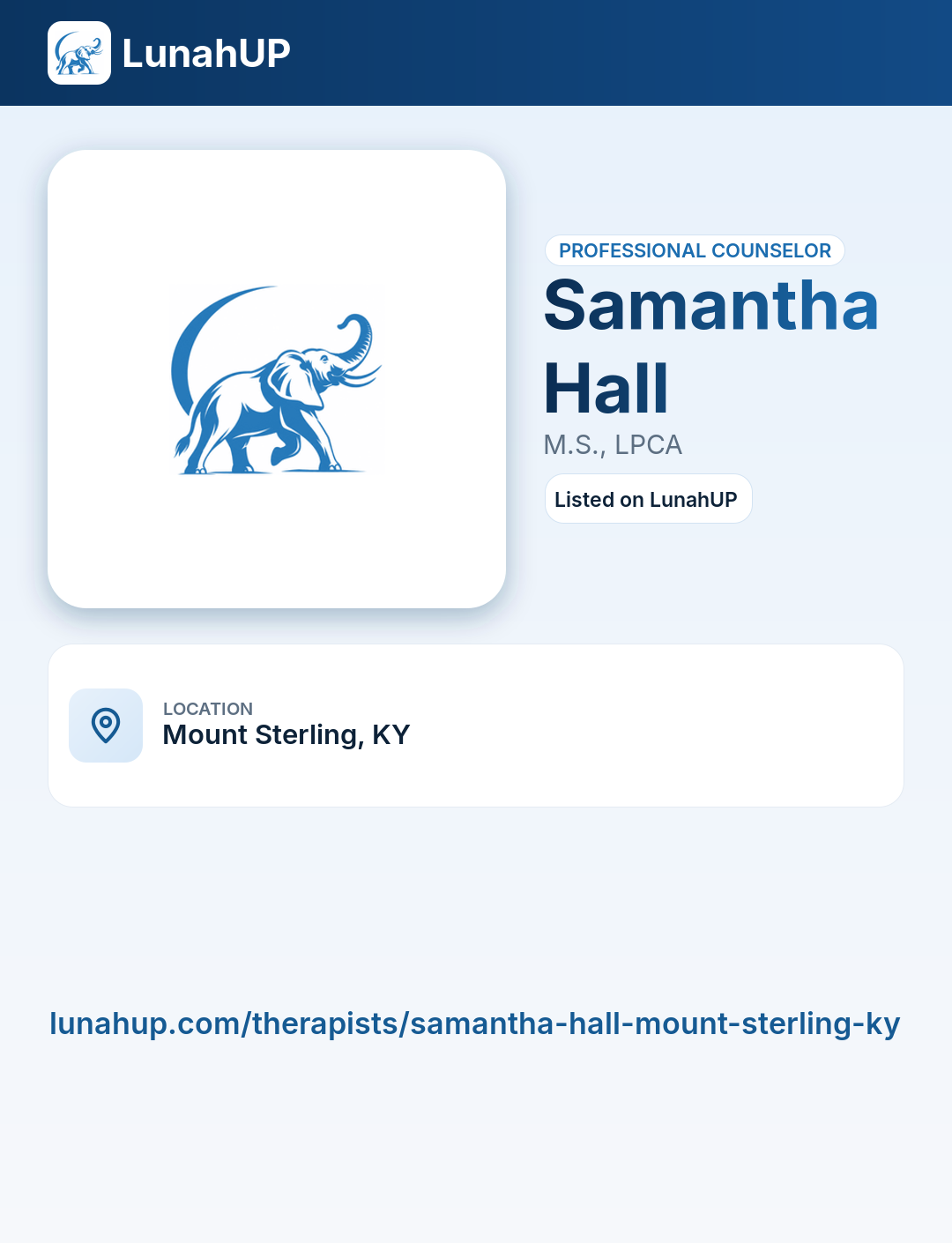 Samantha Hall, M.S., LPCA. Professional counselor. 