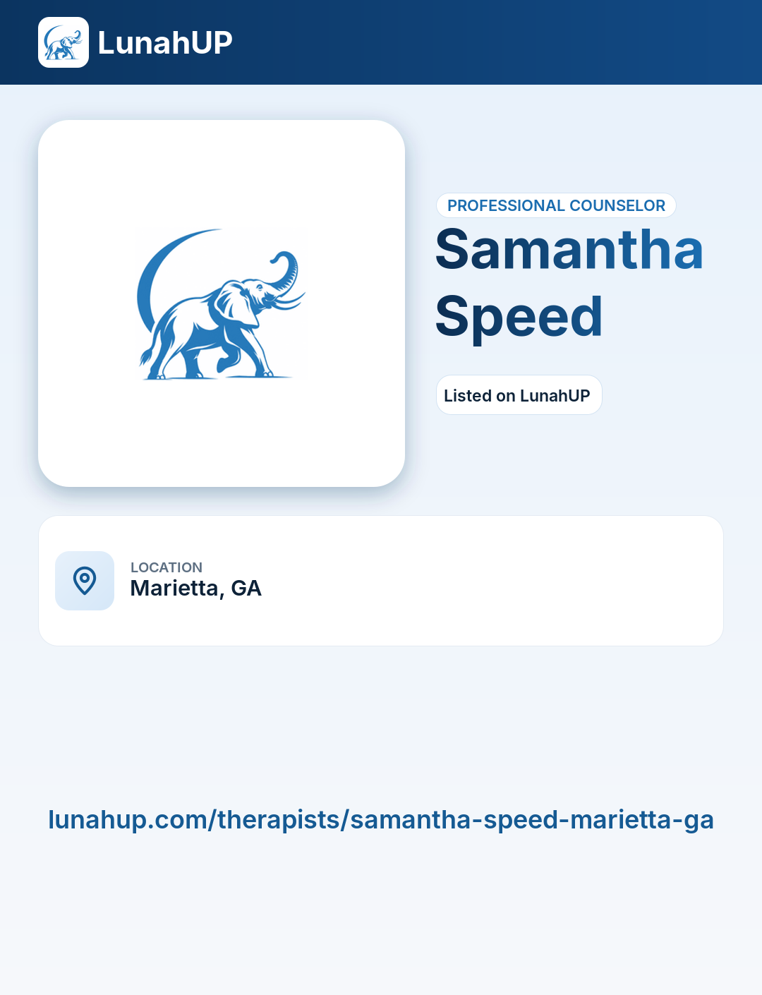 Samantha Speed. Professional counselor.