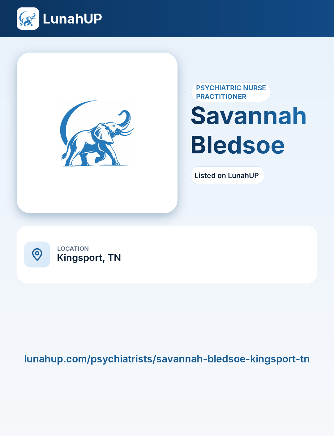 Savannah Bledsoe. Psychiatric nurse practitioner.