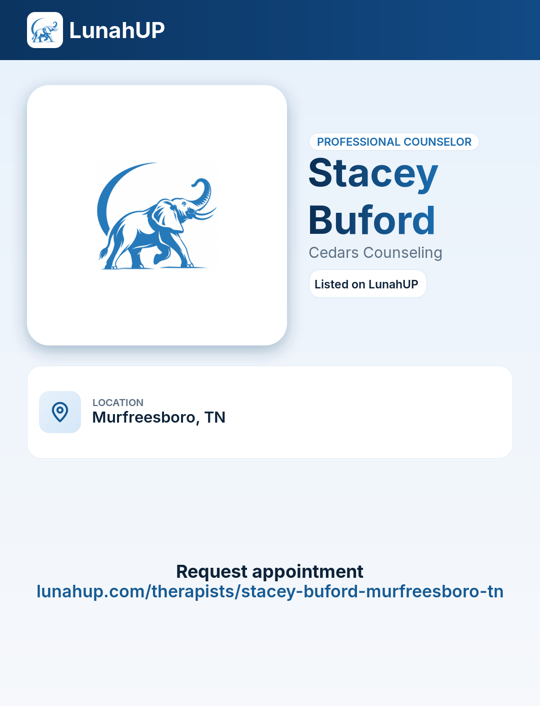 Stacey Buford. Professional counselor. 