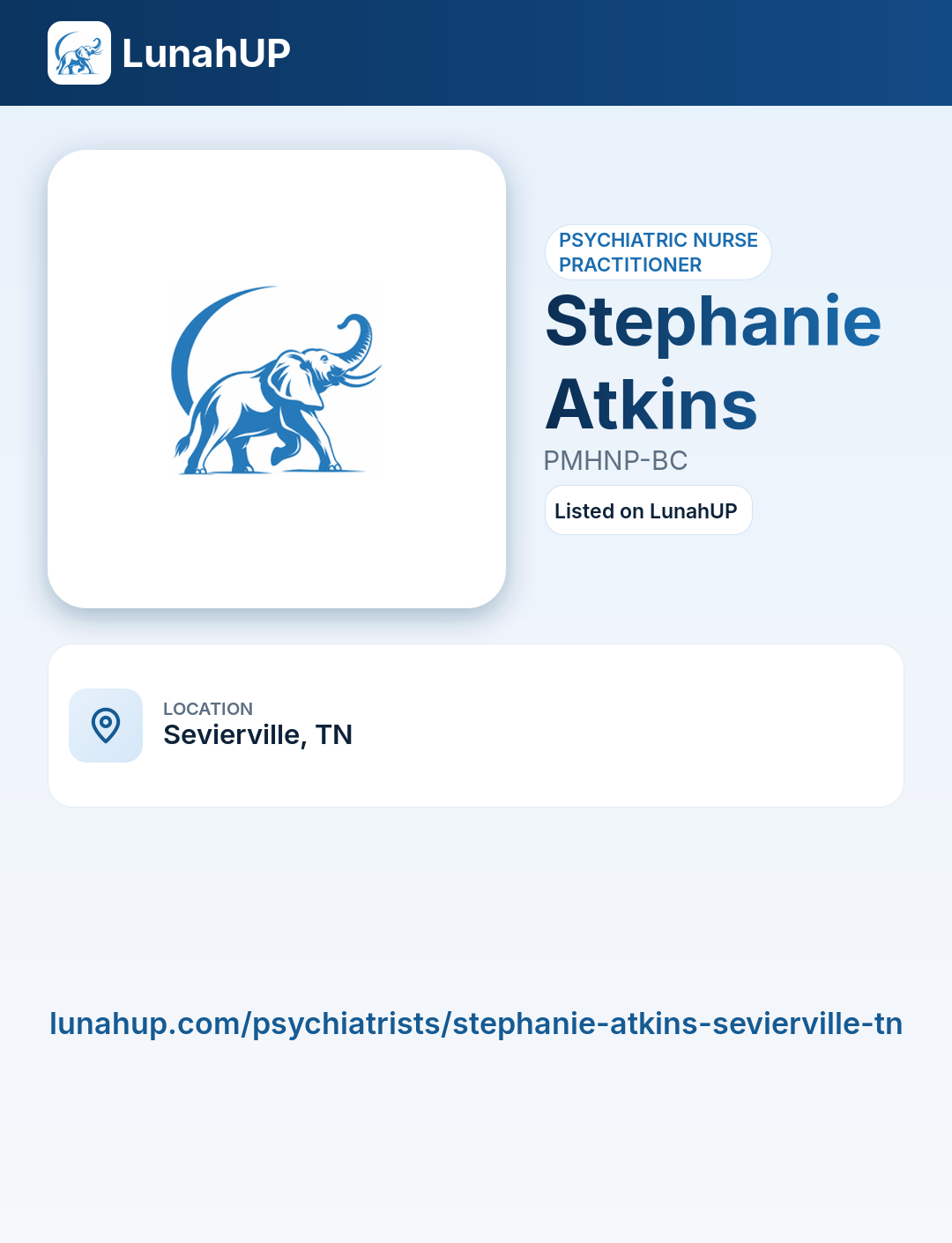 Stephanie Atkins, PMHNP-BC. Psychiatric nurse practitioner.