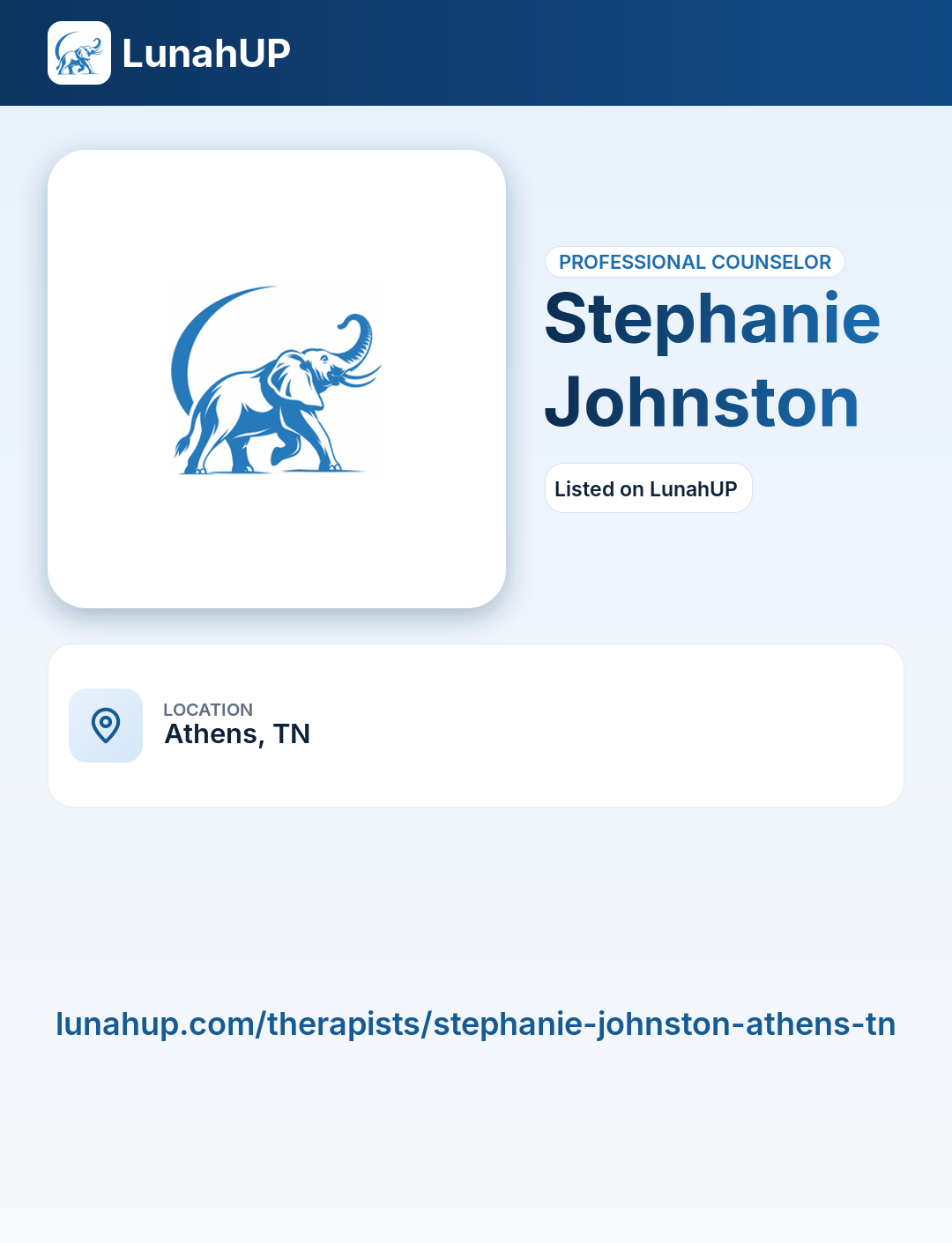 Stephanie Johnston. Professional counselor. 