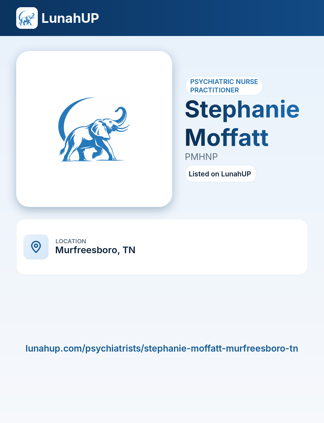 Stephanie Moffatt, PMHNP. Psychiatric nurse practitioner.