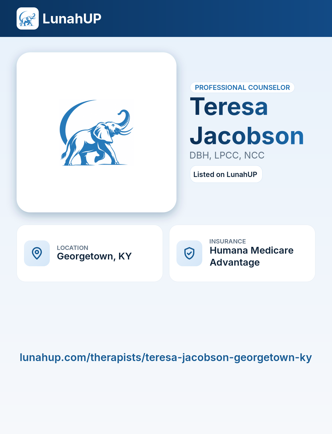 Teresa Jacobson, DBH, LPCC, NCC. Professional counselor.