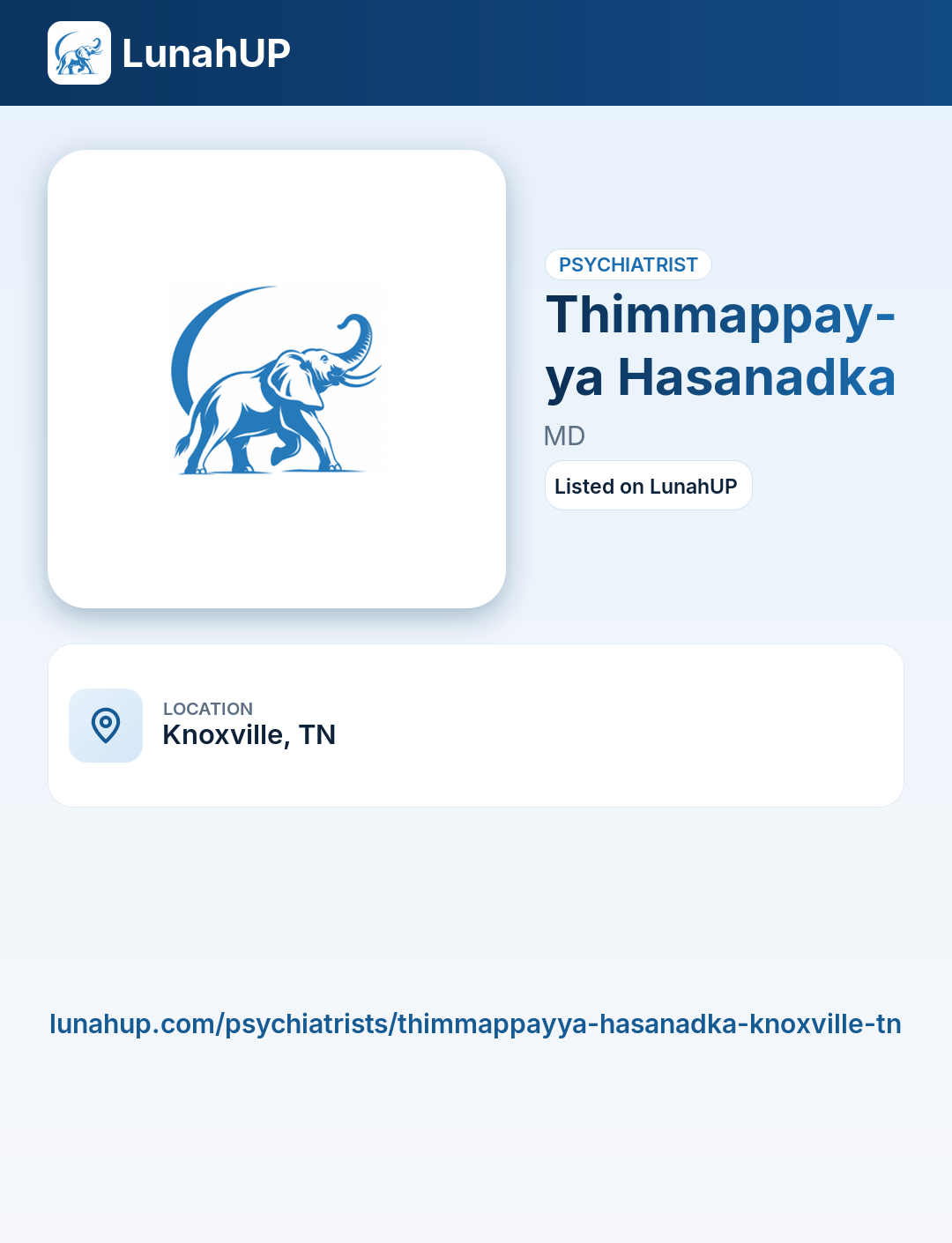 Thimmappayya Hasanadka, MD. Psychiatrist.