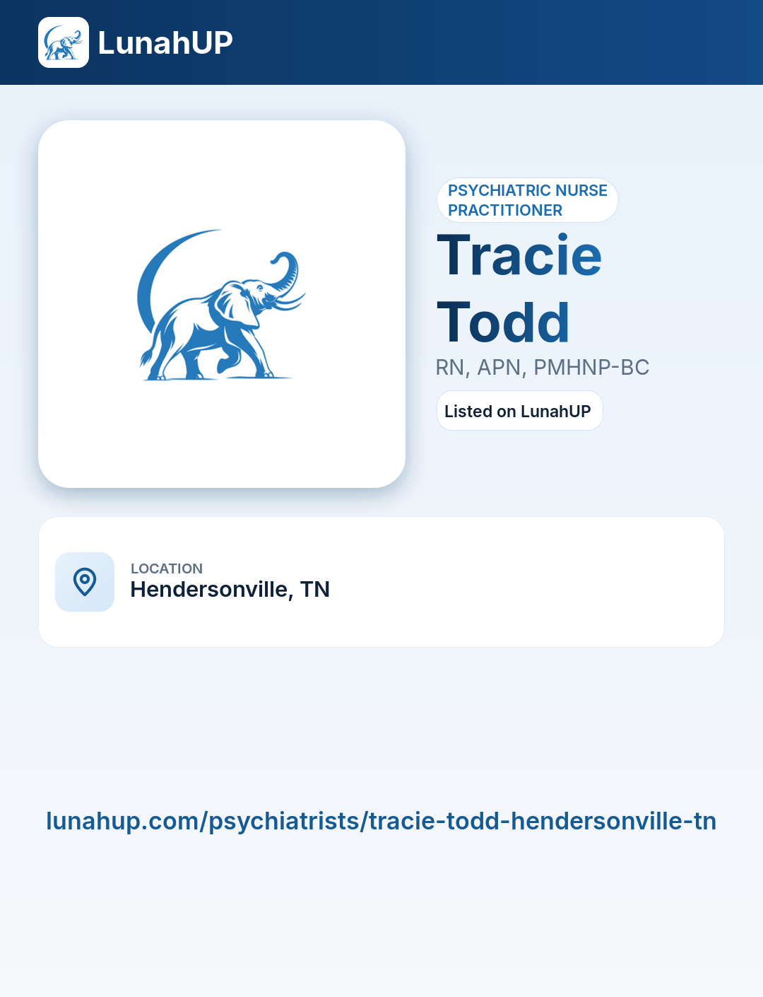 Tracie Todd, RN, APN, PMHNP-BC. Psychiatric nurse practitioner.
