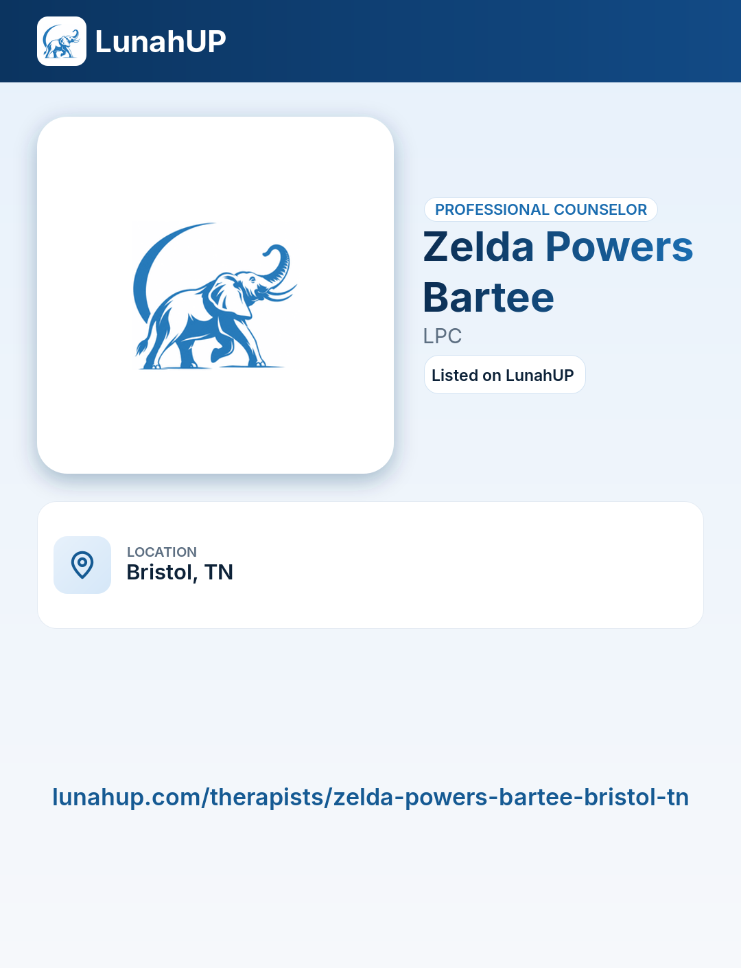 Zelda Powers Bartee, LPC. Professional counselor.